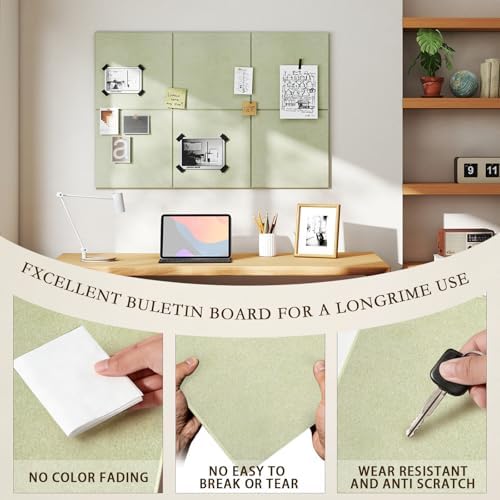 JBER Cork Board Alternative, 6 Pack 36" x 24" Felt Board, Grass Green
