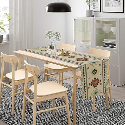 Aztec Southwest Table Runner,Ethnic Style Design Geometric Table Runners Dresser Scarves Table Setting Decor for Garden Farmhouse Wedding Party Holiday Dinner Home 13x60 Inch