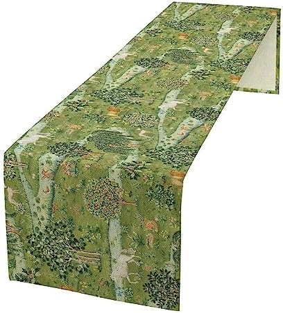 William Morris Original Design Green Table Runner Vintage Floral Table Runner for Dining Table Decor 13 x 120 Inch