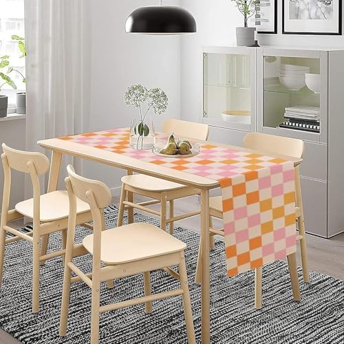 Retro 70s Floral Table Runner Spring Groovy Flower Dinner Runner for Home Kitchen Dining Table Decoration 13x60 Inch