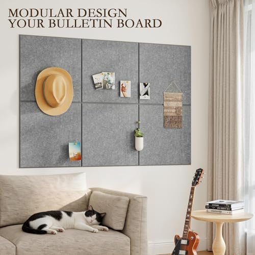 JBER Cork Board Alternative, 12 Pack 48" x 36" Felt Board, Light Gray