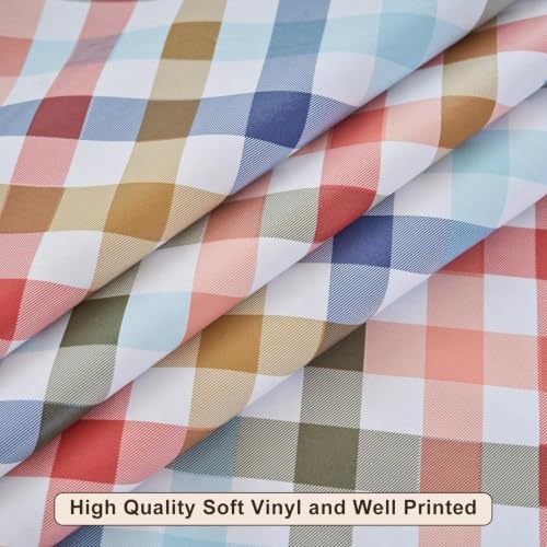 LIBERECOO Heavy Duty Vinyl Tablecloth with Flannel Backing Waterproof Oil-Proof Plastic Table Cloth Stain-Resistant Wipeable Rectangle or Square Table Cover for Indoor and Outdoor 60 x 84 Inch