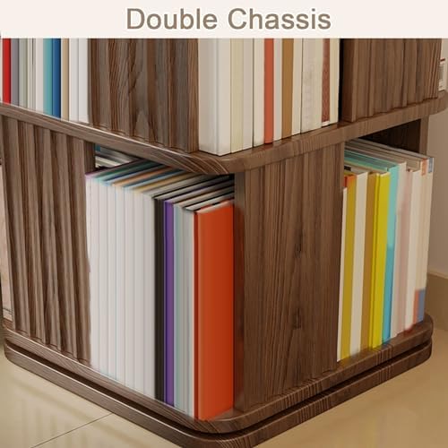 GAMAK Rotating Bookshelf 2-4 Tier Revolving Bookcase 360 Display Floor Standing Bookcase Storage Rack Wood Book Shelf Organizer for Bedroom Living Room Study Room (Color : White, Size : Three)