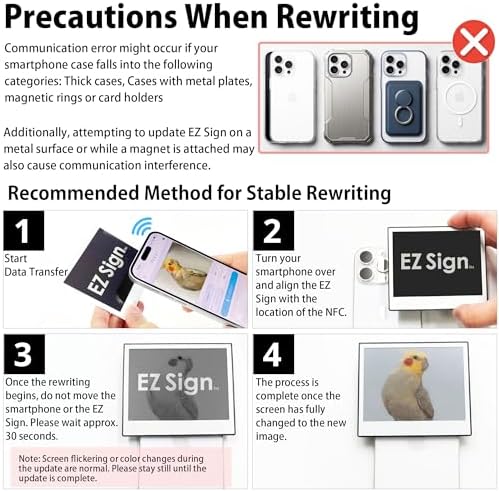 [Santek] EZ Sign NFC E-Paper Display – No Battery, Ultra-Thin 0.13”, Rewritable 4-Color Digital Display, App-Controlled (iOS/Android/PC), IP65 (Silver, 4.2 inch)