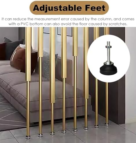 Room Divider Floor to Ceiling Room Dividers Pole - 2 Pieces, Gold Doorway Hotel Cubicle Cubicle Decor, DIY Separator Partition Bars with All Accessories(190cm/74.8in/6.2ft)