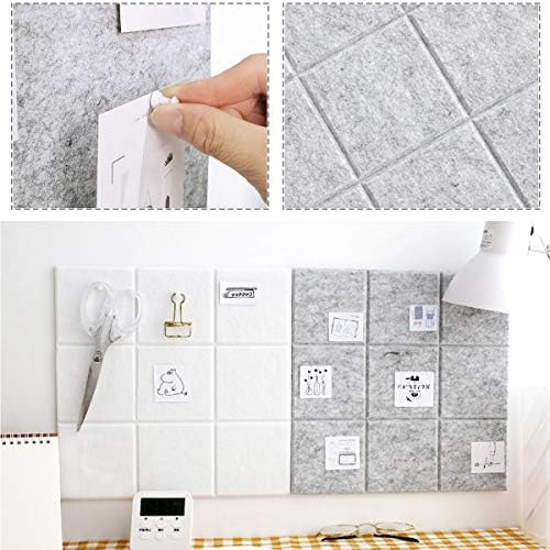 Large Felt Board Tiles for Wall with 30 Push Pins, 11.8"x11.8" Pack of 6 Pin Board Notice Boards for Home Office Kitchen, Bulletin Board Wall Tiles for Photos Memos (Blue+Grey, 6 Pack)