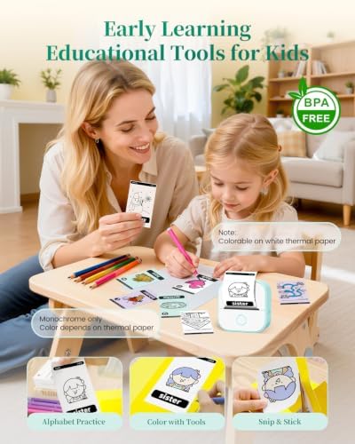 Memoking Sticker Maker Machine, T02 Mini Printer Sticker Maker for Kids