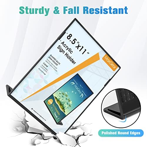 MaxGear Fall Resistant Acrylic Sign Holder 8.5 x 11 Inches 6 Pack