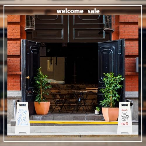 4 Pack a Frame Sandwich Board Sign with Dry Erase Surface, 24 x 12 Inch Double Sided Sidewalk Sign Chalkboard Easel Heavy Duty Plastic Dry Erase Poster Board for Outdoor Restaurant Cafe Menu (White)