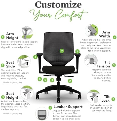HON Solve Ergonomic Office Chair, Lumbar Support, Desk Chair, Black