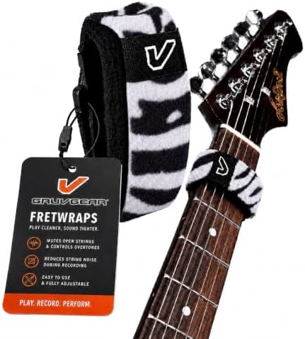 Gruv Gear Fret Wrap & Guitar Mute, Fretwrap for Acoustic, Electric & Bass | String Dampener Recording, Tapping & Practice Accessory (1 Pack, Large Zebra, Fits 6 String Bass, 8 String Guitar)