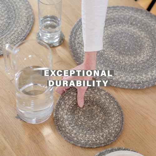 Homespice Grey Cloud Jute Braided Placemats, Round 15" Set of 2