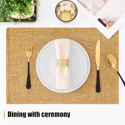 Homaxy Cloths Placemats for Dining Table Set of 6, 13" x 19", Amber