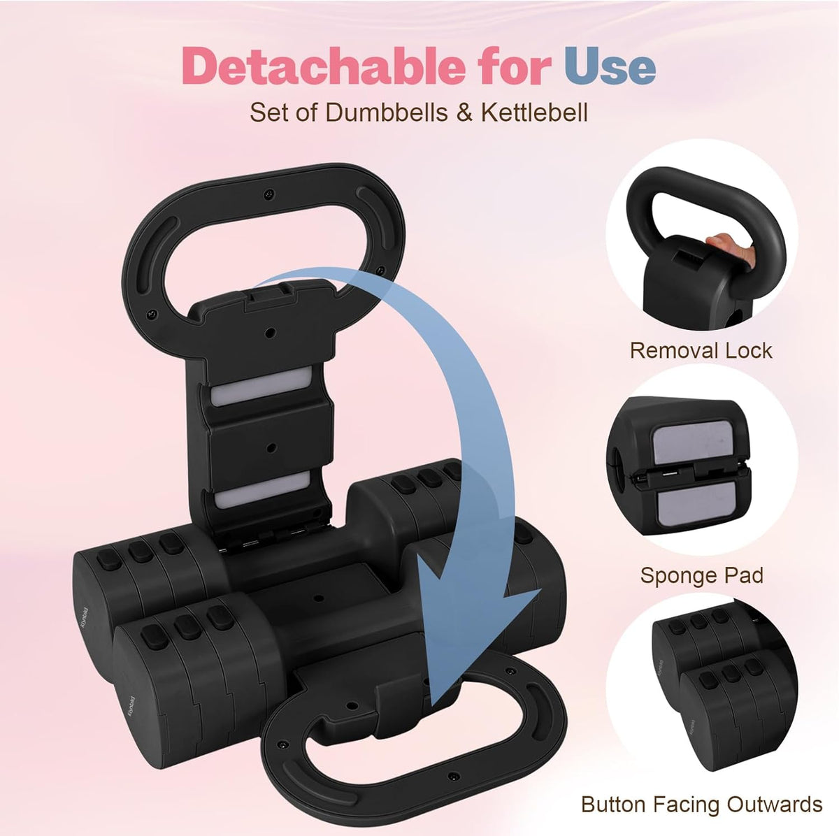 Adjustable Dumbbell Set of 2, 4 in 1 Free Weights Dumbbells Set for Women with Fast Adjustment, Each 2lb 3lb 4lb 5lb Hand Weights Set for Home Gym & Outdoor Exercise Training