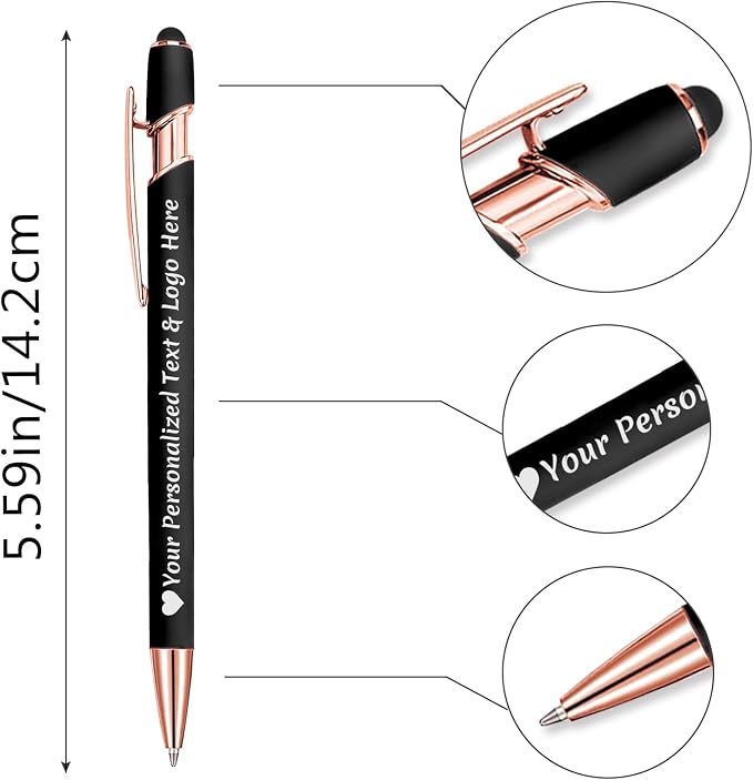 STREADVE Personalized Custom Pens 10 Engraved Writing Pen with Name Logo, Customized Promotional Items Stylus Pen Gifts for Men Women Realtor Nurse Wedding Business, Blue