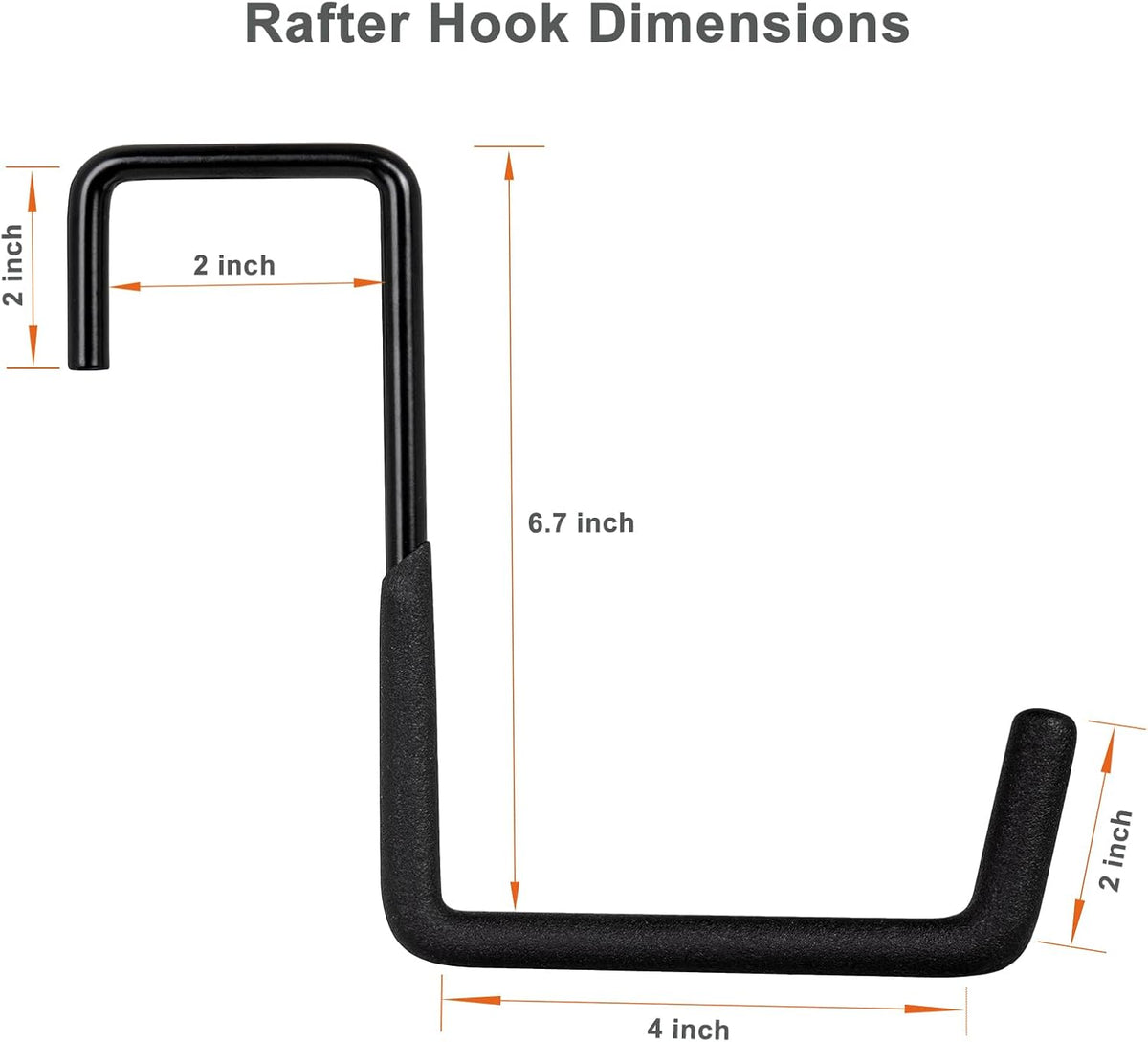 4 Pcs Rafter Hooks, Upgraded Fence Hangers, Heavy Duty Bike Hanger for Garage, Ladder Hook, Black Large S Hooks for Hanging Hose, Plants, Chairs, Bikes, Ladders, Cords and More