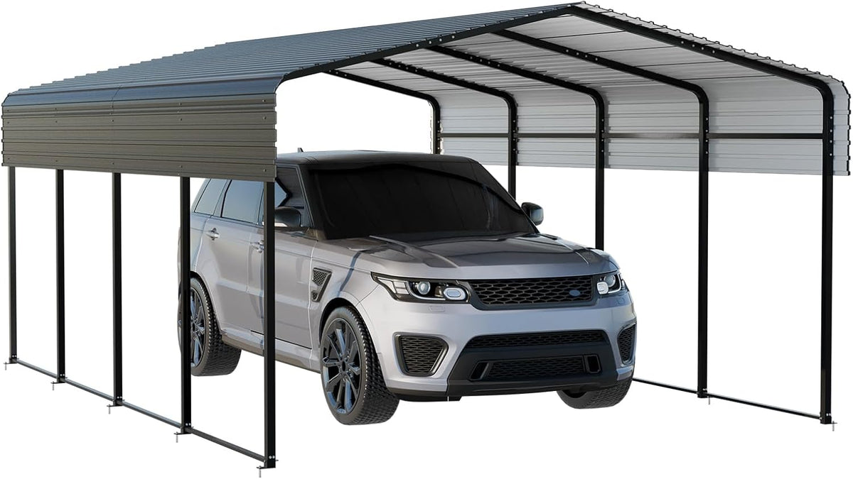 Metal Carport 13 x 20 FT with Heavy Duty Frame & Galvanized Steel Roof, Metal Car Garage, Sturdy Canopy Shelter for Car, Truck, Pickup, SUV, Tractor, and Boat