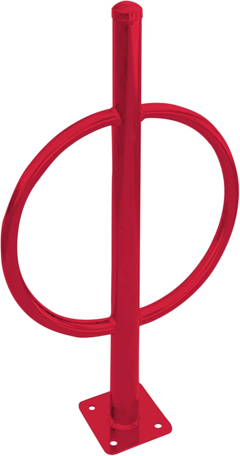 Sandbaggy Post and Ring Bike Rack - Commercial Bike Racks - Galvanized Steel - Anti-Theft Design - In Ground, Apartments, Sidewalks, Industrial (Red, 1)