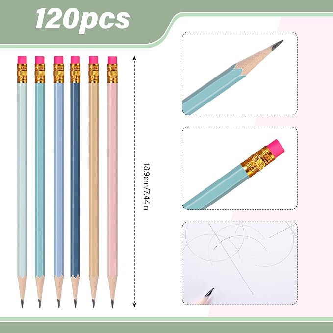 TecUnite 120 Pcs #2 HB Pencils with Eraser,Morandi Colors