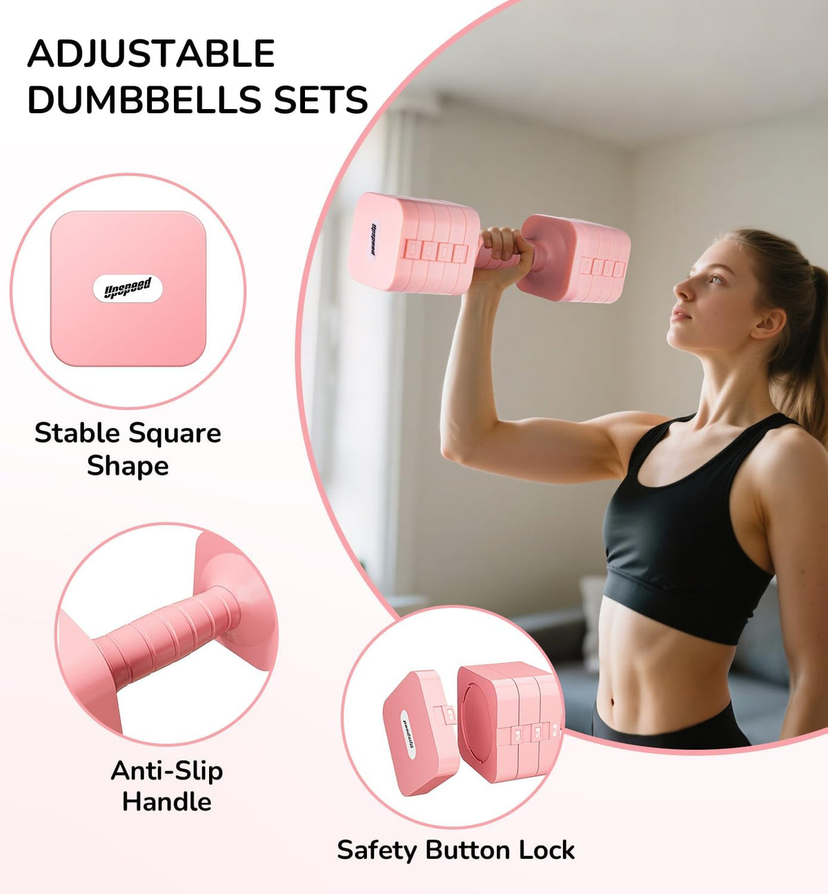 Adjustable Dumbbell Set for Women Men 16LB 20LB Hand Weights Dumbbells Sets Woman Exercise Fitness dumbbell Adjust dumbbells set of 2 for Home Gym Workout Strength Training Equipments