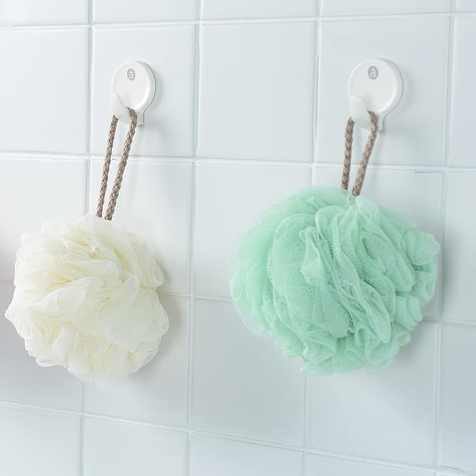 Fu Store Loofah Sponge 60g Shower Loofahs 4 Colors Bath Sponges Mesh Balls for Body Scrubber Exfoliator Wash Back Scrubber Bathroom Men Women - 4 Pack Scrubbers Cleaning Bathing Accessories
