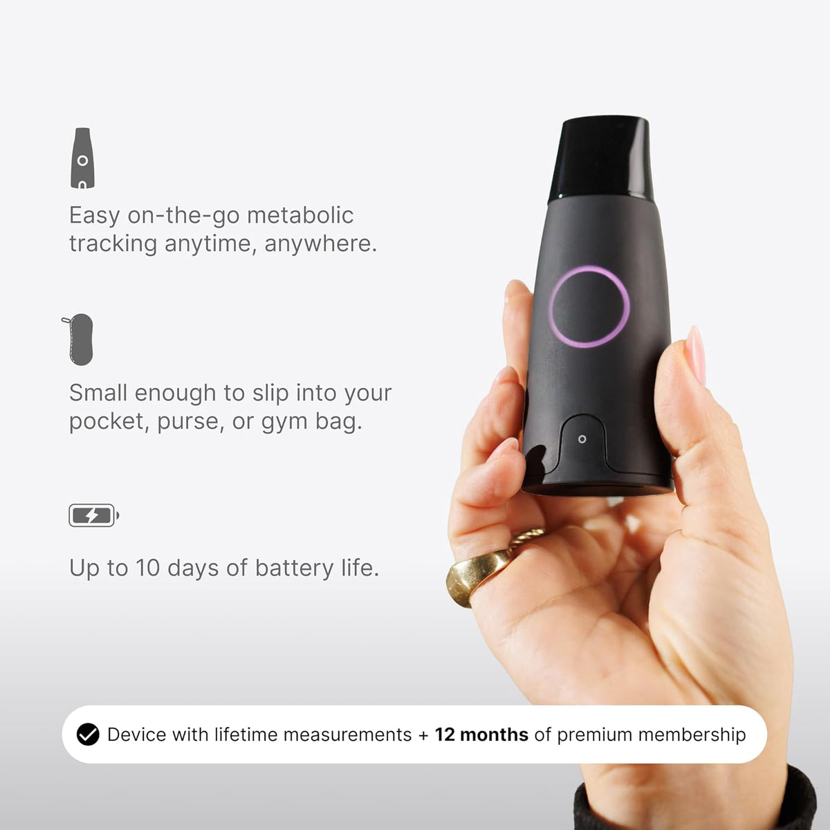 Lumen Metabolism Tracker Device - Measure Real-Time Fat & Carb Burn, Daily Nutrition, Meal Plans, Metabolic Health, Weight Loss, Athletic Fitness & Performance for Men & Women w/Month Subscription