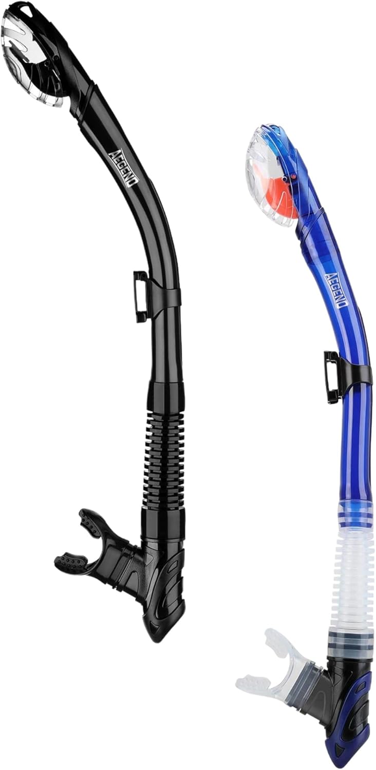 Aegend Dry Snorkel, Dive Mask Easy-Breath Free Diving Snorkel for Snorkeling Scuba Diving Freediving Swimming, with Top Dry Valve and Food-Grade Silicone Mouthpiece