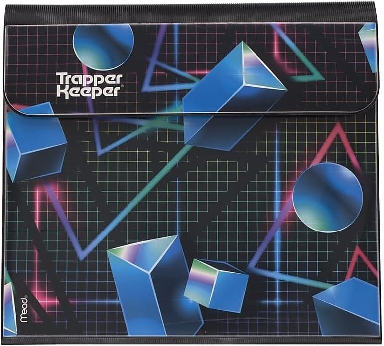Mead Trapper Keeper Binder, Retro Design, 1 Inch Binder with Folders and Pockets, Holds 8-1/2" x 11" Paper, Shapes (260038CQ1-ECM) (Pack of 6)