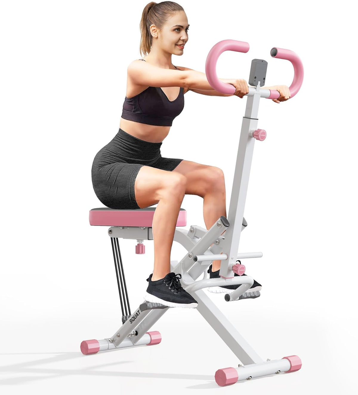 SogesPower Squat Machine for Home Gym, Squat Rowing Machine with Adjustable Resistance and Optional Full Motion, Squat Assist Trainer for Glutes & Legs Workout, Up to 330lbs