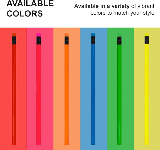 Custom Round Neon Pencil. Promotional Personalized Imprinted Round Pencils. Custom Printed Name/Business/Event Information (Neon Red, 500 Count, Pack of 1)