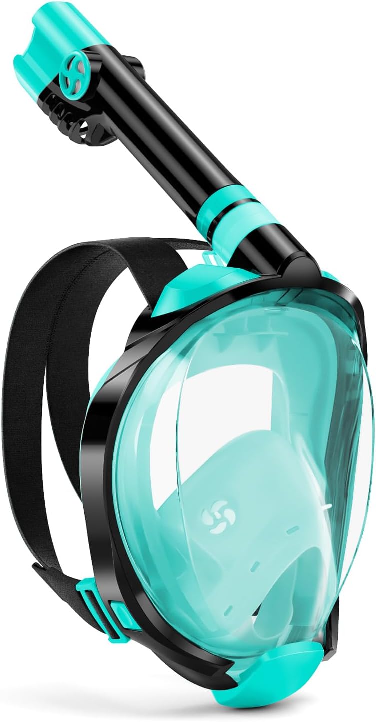 W WSTOO Full Face Snorkel Mask Adults,Suitable for Beginners Dry Top Snorkeling Gear,Can Your Mouth or Nose to Breathe,180 Degrees Panoramic View,Anti-Fog Anti-Leak,Summer Travel and Vacationing Gifts