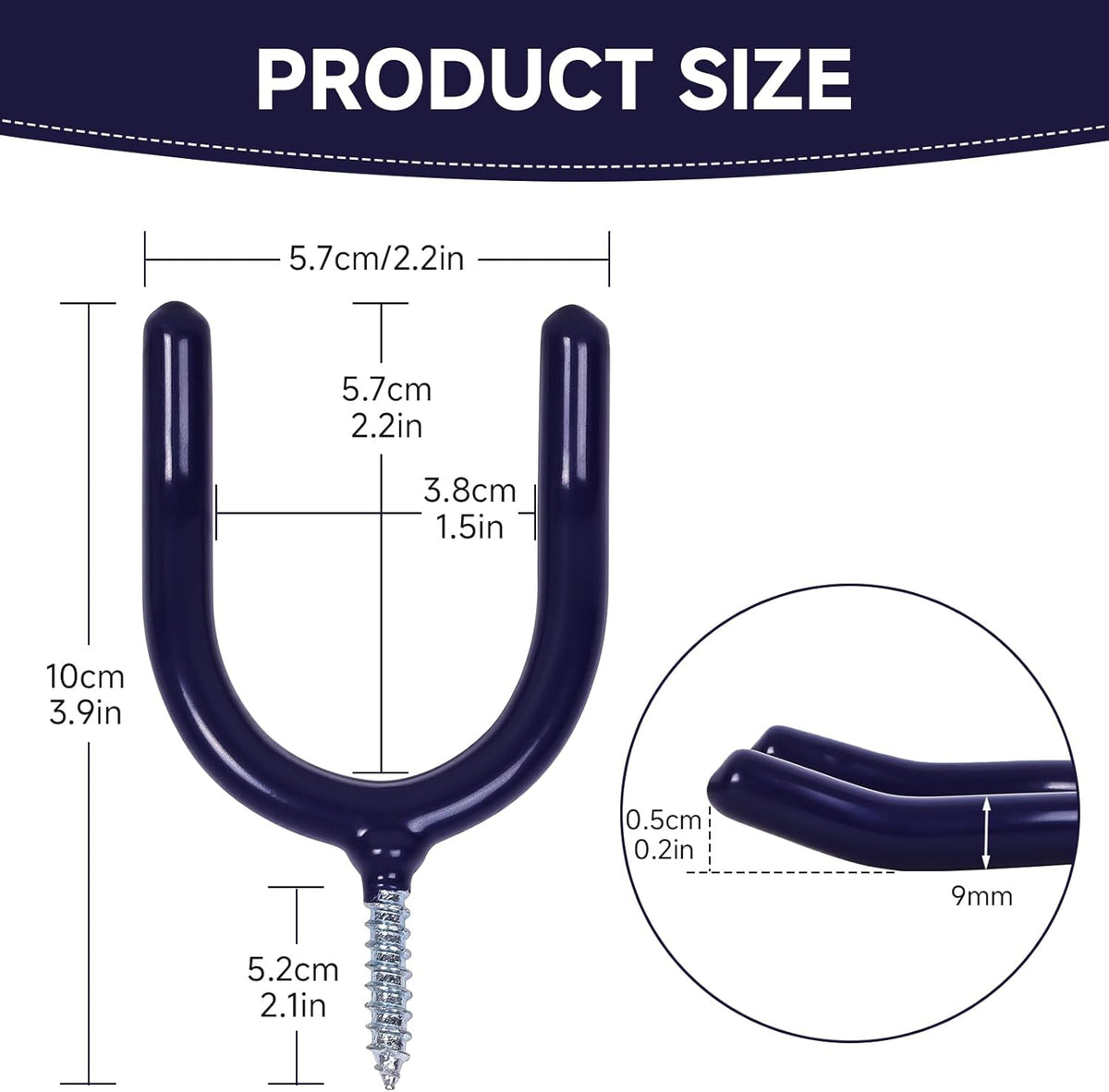 6 Pack Garage Storage System Steel U Hooks with Anti-Slip Coating Home Improvement and Organization Screw in Hooks Easy Wall Mounting Heavy Duty Bike and Ladder (Blue, 6 Pack)