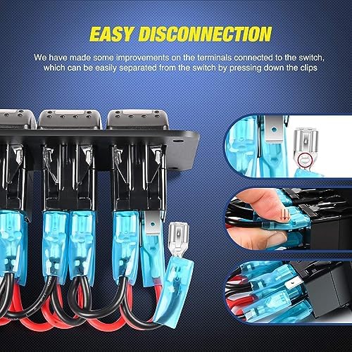 Nilight 3 Gang Aluminum Rocker Switch Panel Pre-Wired
