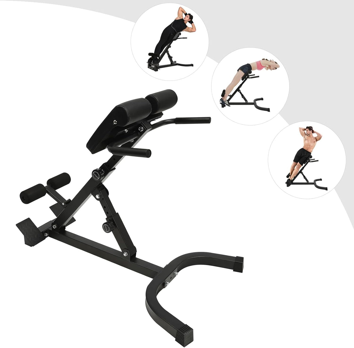 Roman Chair Back Extension Machine, Adjustable Hyperextension & Sit up Bench - Foldable Multi-functional Ab/Glute/Core Workout Equipment for Home Gym, 330 Lbs Weight Capacity