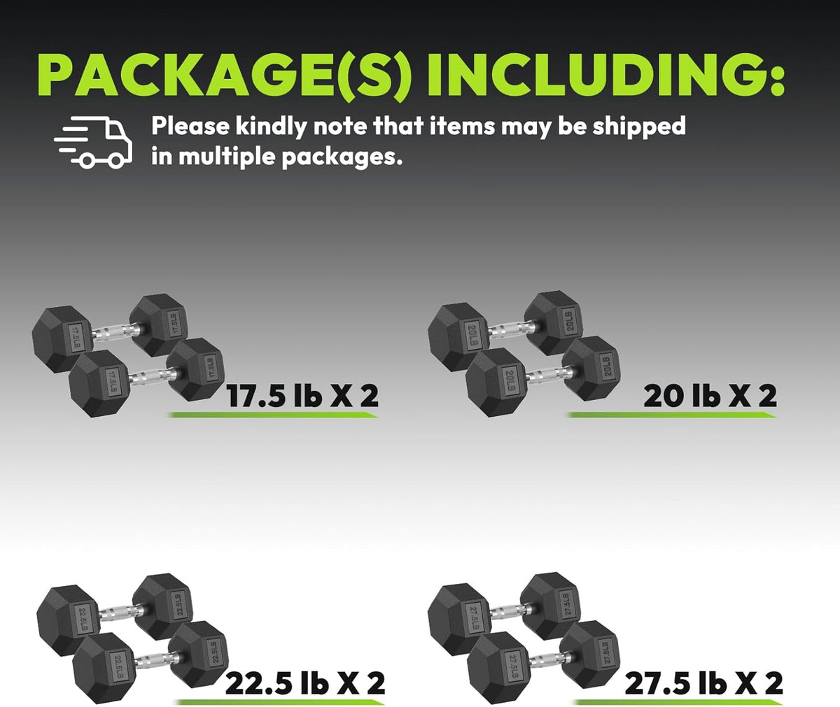 Hex Dumbbell 45-480 lb Set, Rubber Encased Exercise & Fitness Dumbbells for Home Gym, Hand Weights for Strength Training