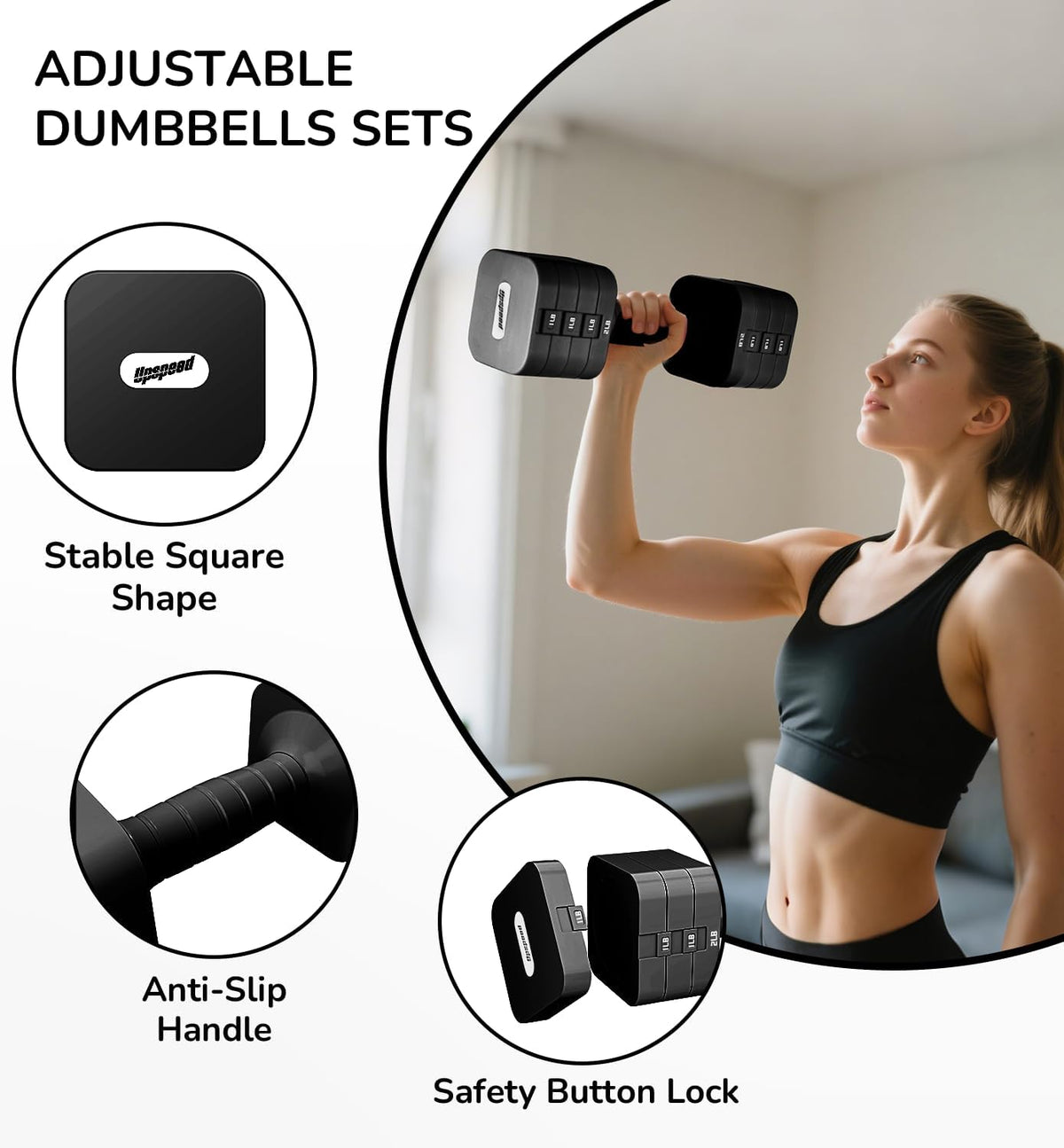 Adjustable Dumbbell Set for Women Men 16LB 20LB Hand Weights Dumbbells Sets Woman Exercise Fitness dumbbell Adjust dumbbells set of 2 for Home Gym Workout Strength Training Equipments