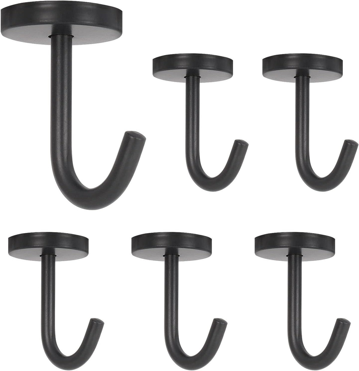 NearMoon Coat Hooks, Wall Hooks for Hanging Hat Hurse Robe, 304 Stainless Steel Heavy Duty Towel Hangers for Bathroom Livingroom Kitchen-Ceiling Hook, 6 Pack (2 Inch, Matte Black)