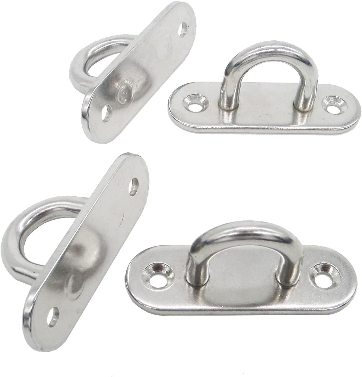 Stainless Steel Ceiling Hooks & Wall Hangers - Heavy Duty M6 Screw Mount, Rust-Proof Anchor Straps for Garage, Outdoor, Storage (4-Pack)