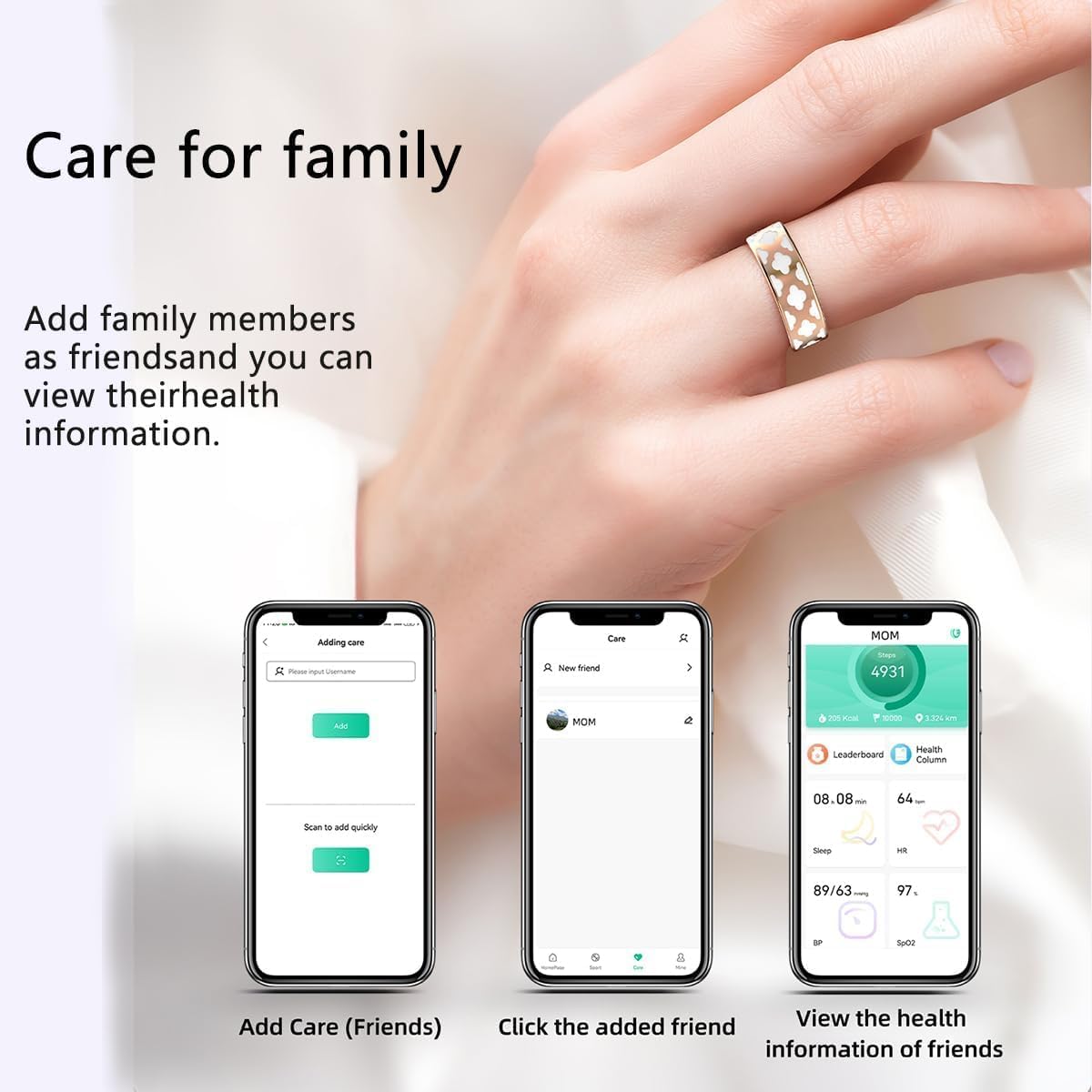 Smart Ring Health Tracker for Women Men, Fitness/Sleep/Stress/HR Tracker, Fitness Tracker with Steps, Distance & Calorie Count, iOS & Android Compatible, IP68 Waterproof (10#)
