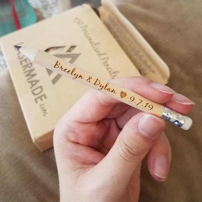 Personalized Name Pencils,Bridal Shower Pencils for Games, mini Pencils with Eraser, Personalized Golf Pencils, Half Pencils with Eraser, Wedding Favors for Guests Bulk (20 PCS)