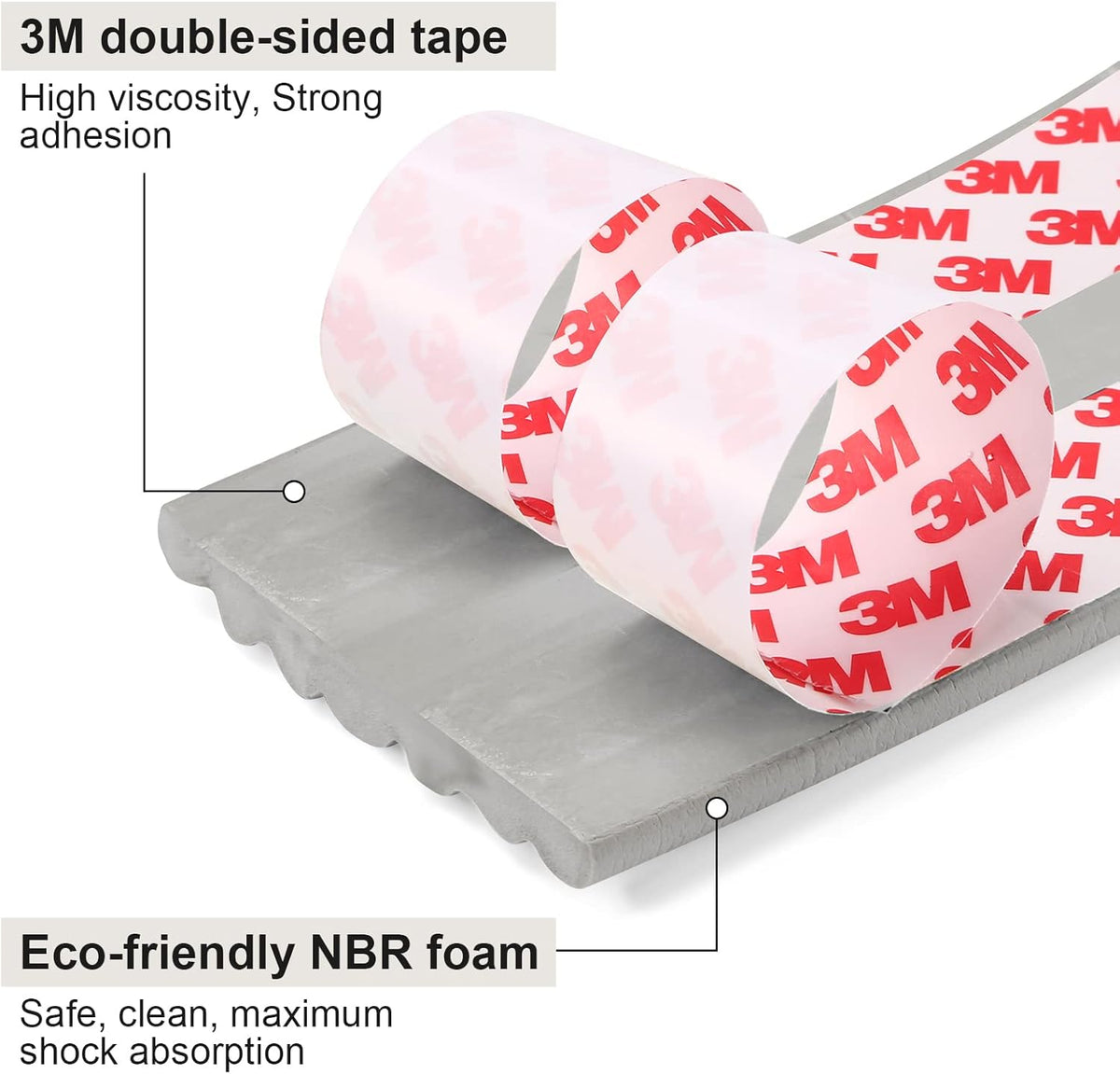 Baby Proofing Edge Protector 6.6 feet with 3M Strong Adhesive Pre-Taped, Baby Proof Padding Extra Wide Edge Safety Guards for Sharp Edges, Table, Desk- Grey