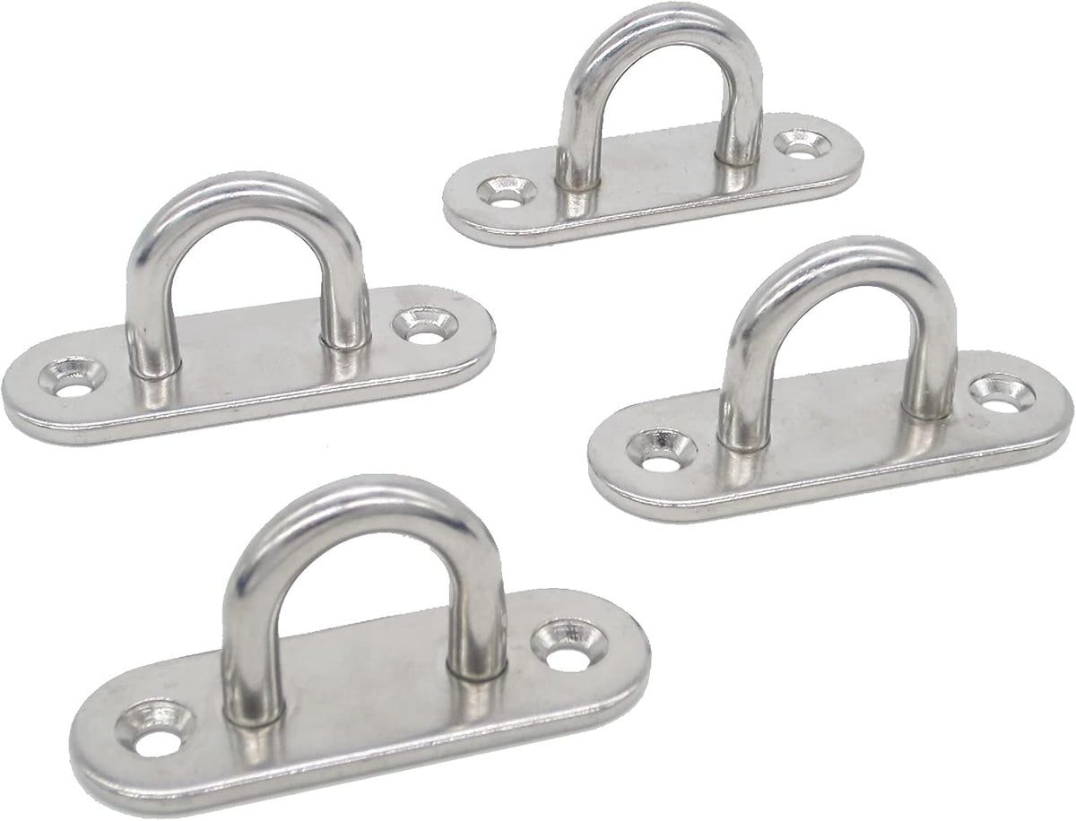 Stainless Steel Ceiling Hooks & Wall Hangers - Heavy Duty M6 Screw Mount, Rust-Proof Anchor Straps for Garage, Outdoor, Storage (4-Pack)