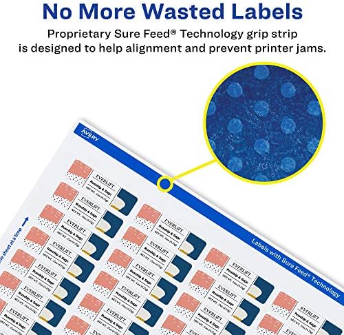 Avery® Glossy White Rectangle Labels, Sure Feed® Technology, 2/3" x 1-3/4", 1,100 Glossy White Labels, Print-to-The-Edge, Permanent Adhesive, Laser/Inkjet Printable