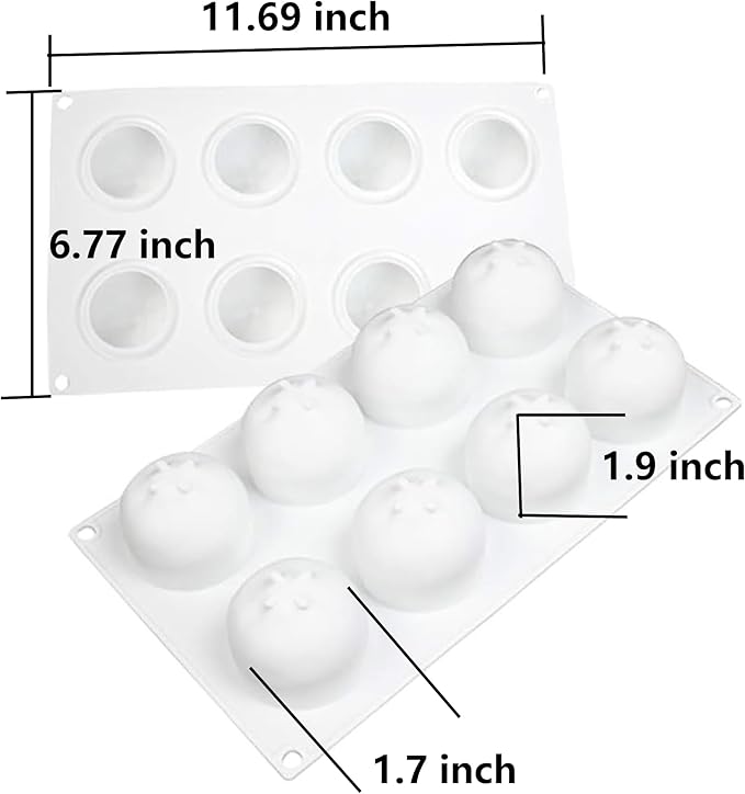 OCPO KITCHEN Orange Silicone Mold for Baking Mousse Cake, Chocolate, Fruit Dessert, Pudding, Jelly, Ice Cream Mould, Cake Decoration Mold, Non-Stick and Easy Release, 3D Orange Shape (8-Cavity)