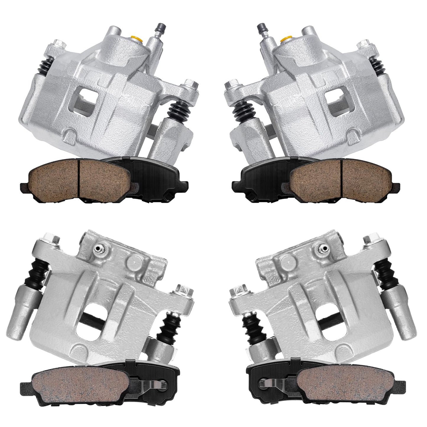 Detroit Axle - Front and Rear Brake Calipers w/Bracket + Brake Pads Kit Replacement for Chrysler 200 Sebring Dodge Caliber - 8pc
