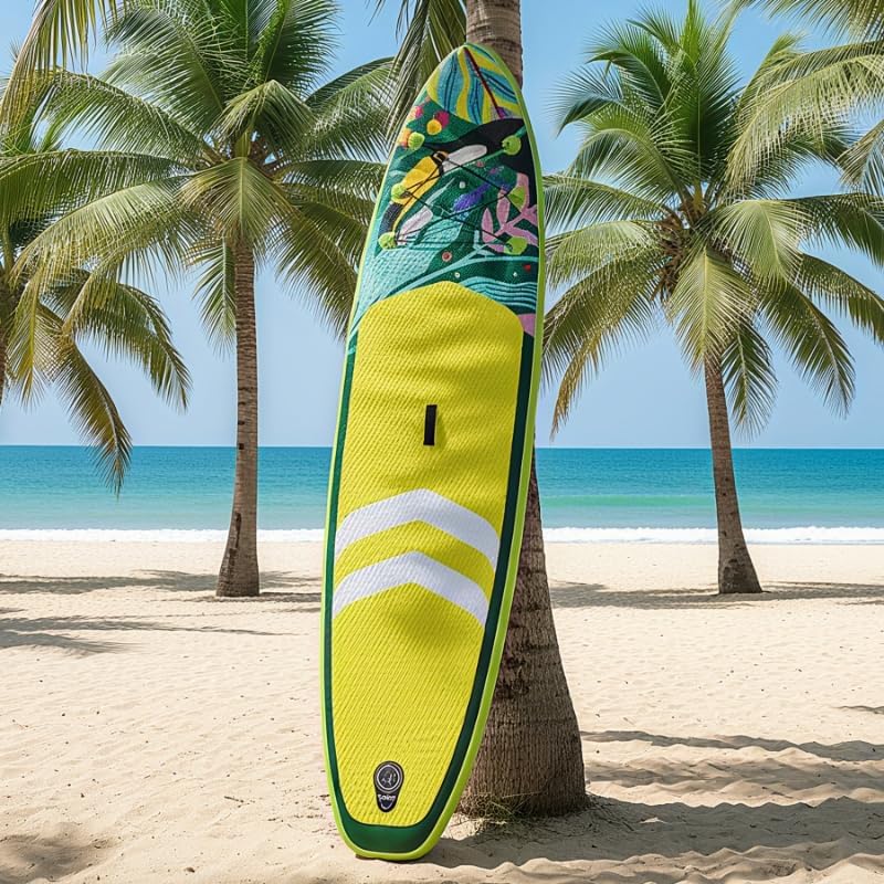 10'6"Inflatable Stand Up Paddle Board Ultra Portable-Lightweight & Stable|All-in-One Kit w/Aluminum Paddle, Dual-Action Pump & Backpack|Lakes & Oceans Ready for Family Recreation by Aquajourney