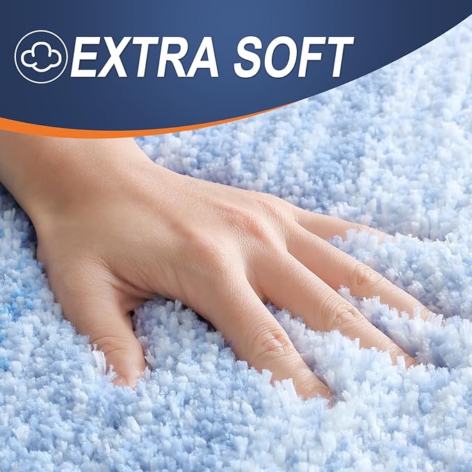OLANLY Bathroom Runner Rugs Mat 47x17, Extra Soft Absorbent Microfiber Bath Rugs, Rubber Backing, Quick Dry, Washable Long Bath Mats for Bathroom, Tub and Shower, Home Decor Accessories, Light Blue