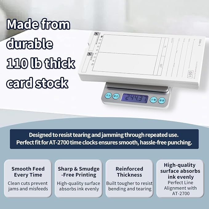 300 AT-2700 Time Cards Compatible with Allied Time USA AT-2700 Time Clock