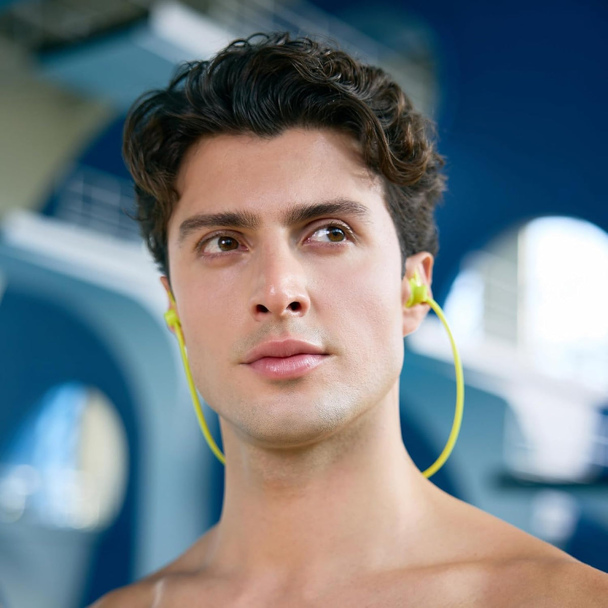 WATERTIME Waterproof Swimming Neckband Ear Plugs for Adults - Reusable Silicone Ear Plugs for Women & Men, Keep Ear Water Out for Swimming, Showering, Water Sports (Pink, One Size)