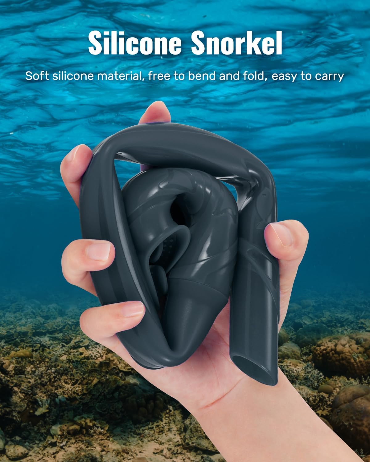 W WSTOO Adults Diving Snorkel Breathing Tube Silicone Flexible Foldable Snorkel Anti-Drop for Freediving Swim Training,Diving and Scuba Diving,Easy to Carry for Travel